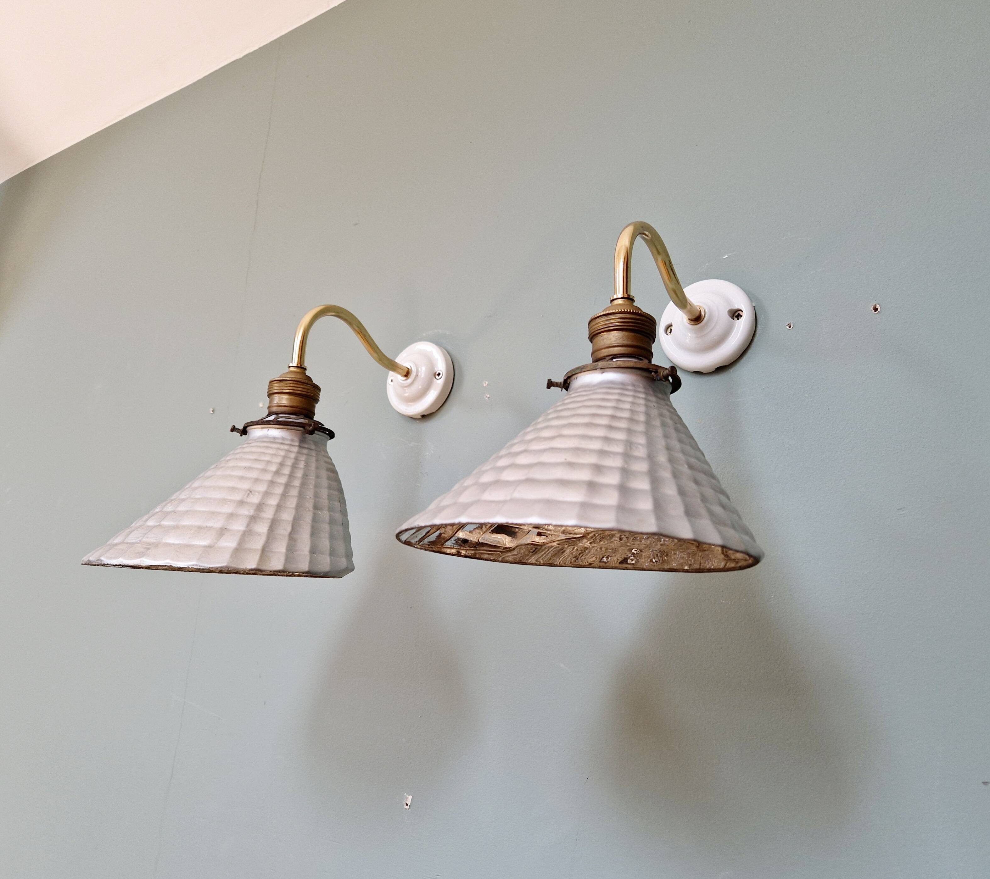 Pair of mercurized glass wall sconces, Maison Malabert, 1930s