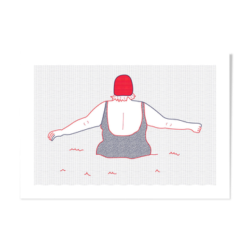 Illustration A4 naiade no. 2/8 bretagne baigneuse mer