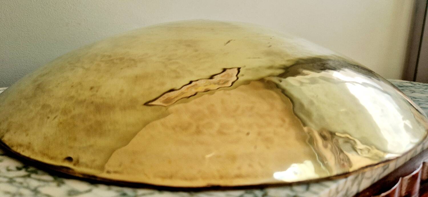 Large nautical lamp in wood and brass from the 80s