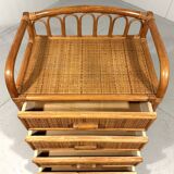 Rattan chest of drawers bedside table 1980’s