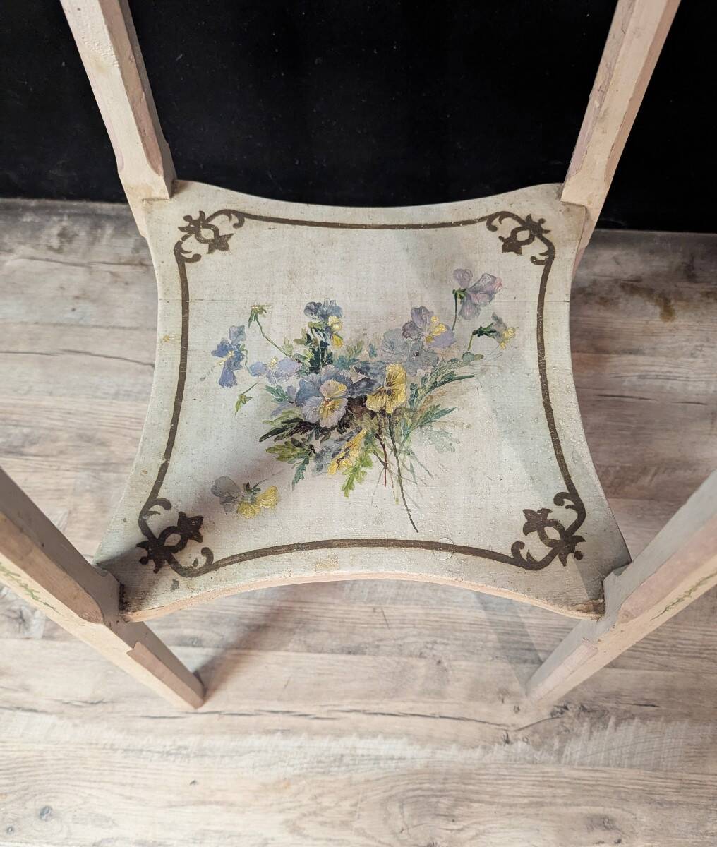 Pair of large painted wooden pedestals with three tiers.