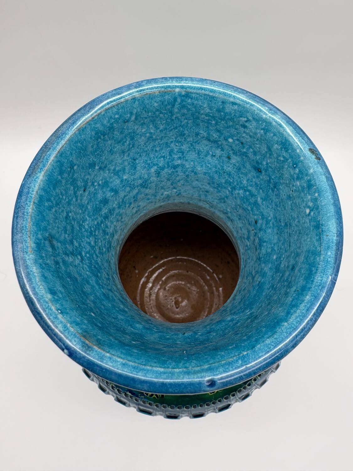 Aldo Londi vase, Rimini Blue, blue-green glazed ceramic, Bitossi, 1960