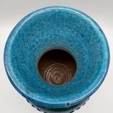 Aldo Londi vase, Rimini Blue, blue-green glazed ceramic, Bitossi, 1960