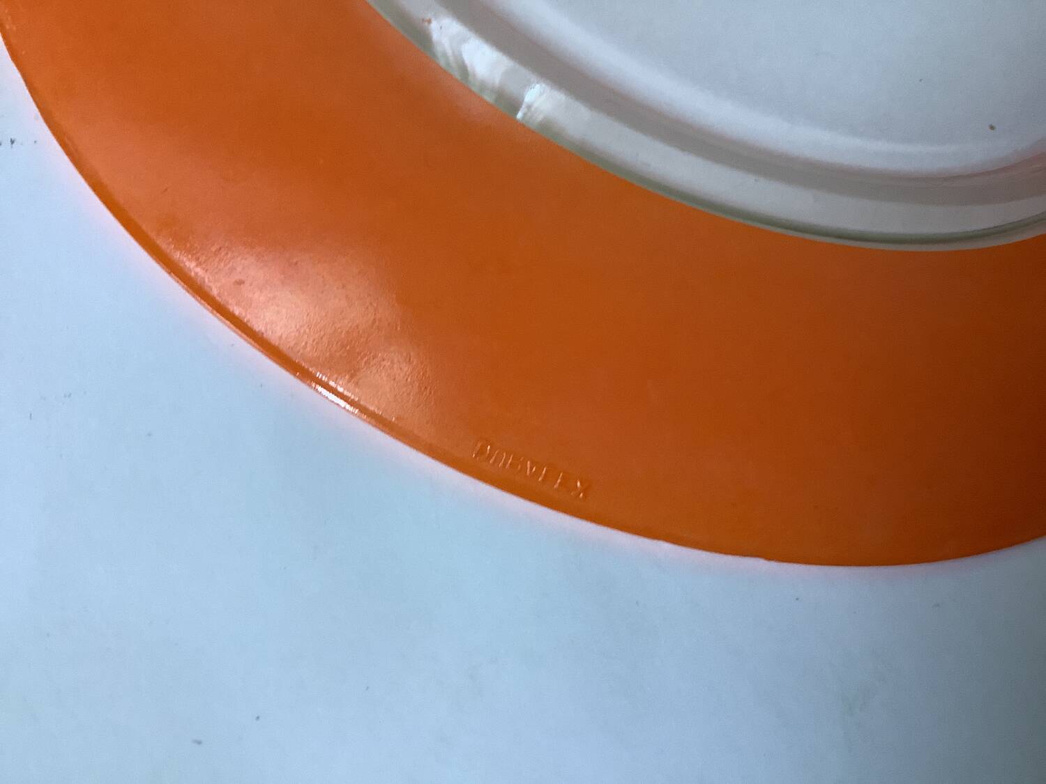 4 vintage orange Duralex plates