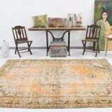 6x9 Peach Yellow Soft Pastel Turkish Vintage Rug, 185x276Cm SK 5250