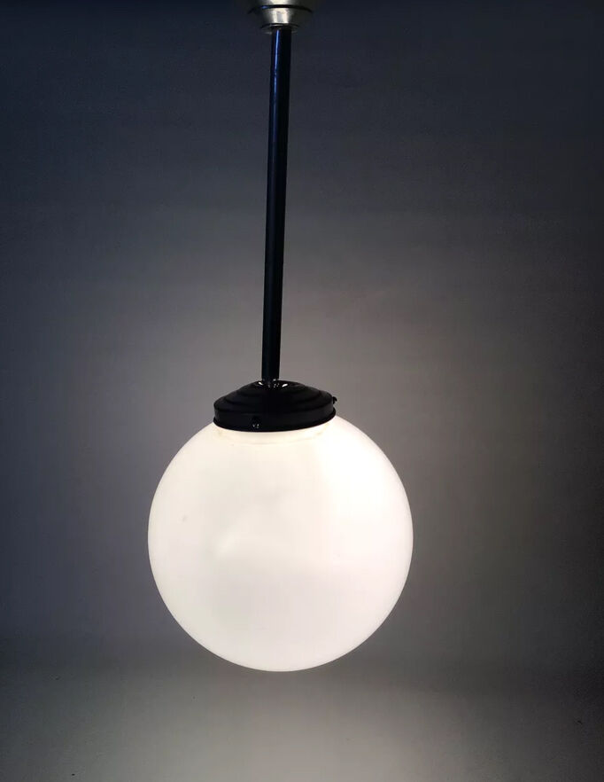 Art deco opaline glass globe pendant lamp