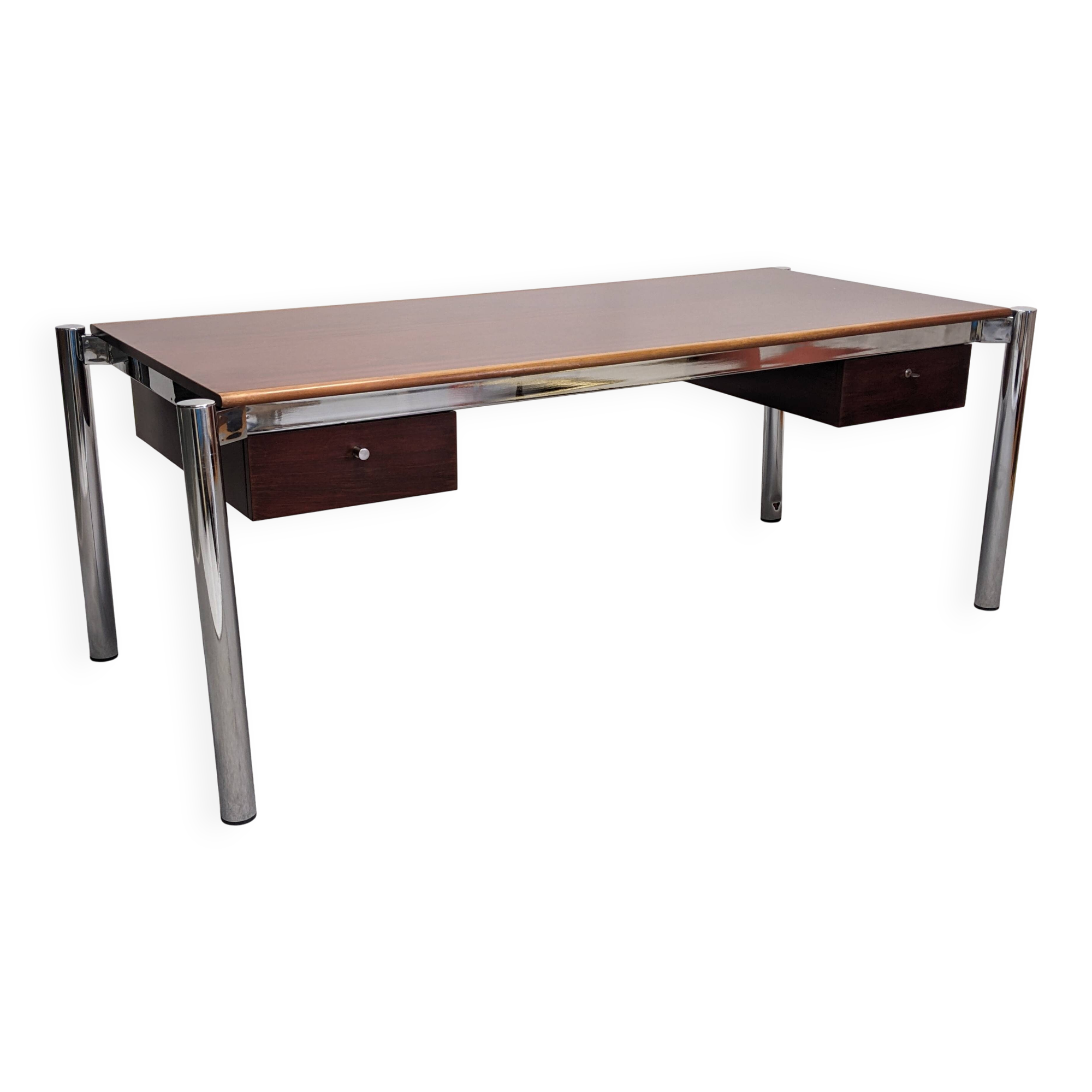 Modernist rosewood pedestal desk, Italy circa 1970