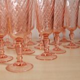 20 pink glass champagne flutes