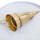 Vintage Brass Wall Cornet Vase Twisted Cord Pompons Bouquet Holder