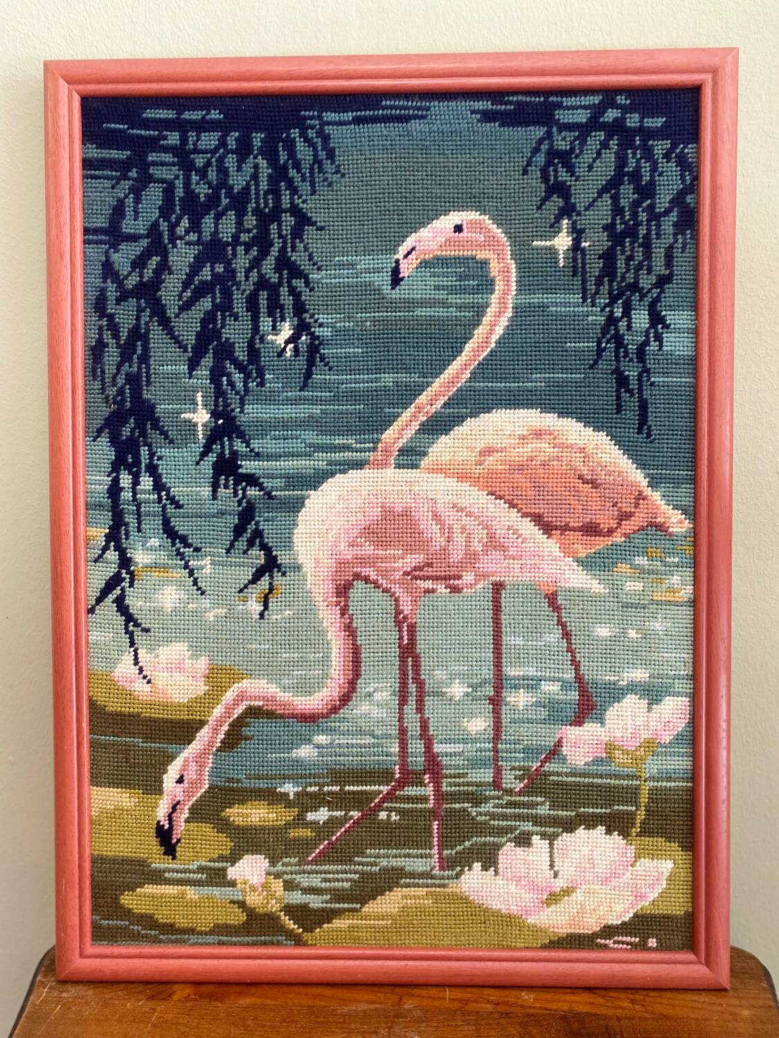 Tapisserie flamant rose vintage