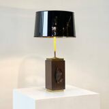 Vintage brass agate table lamp, 1970s