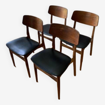 4 chaises danoises en chêne et teck, années 1960