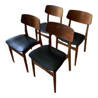 4 Danish chairs in oak and teak, 1960s
