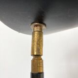 Vintage halogen floor lamp in black lacquered metal and brass ball joint
