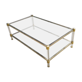 Table basse double plateau verre vintage