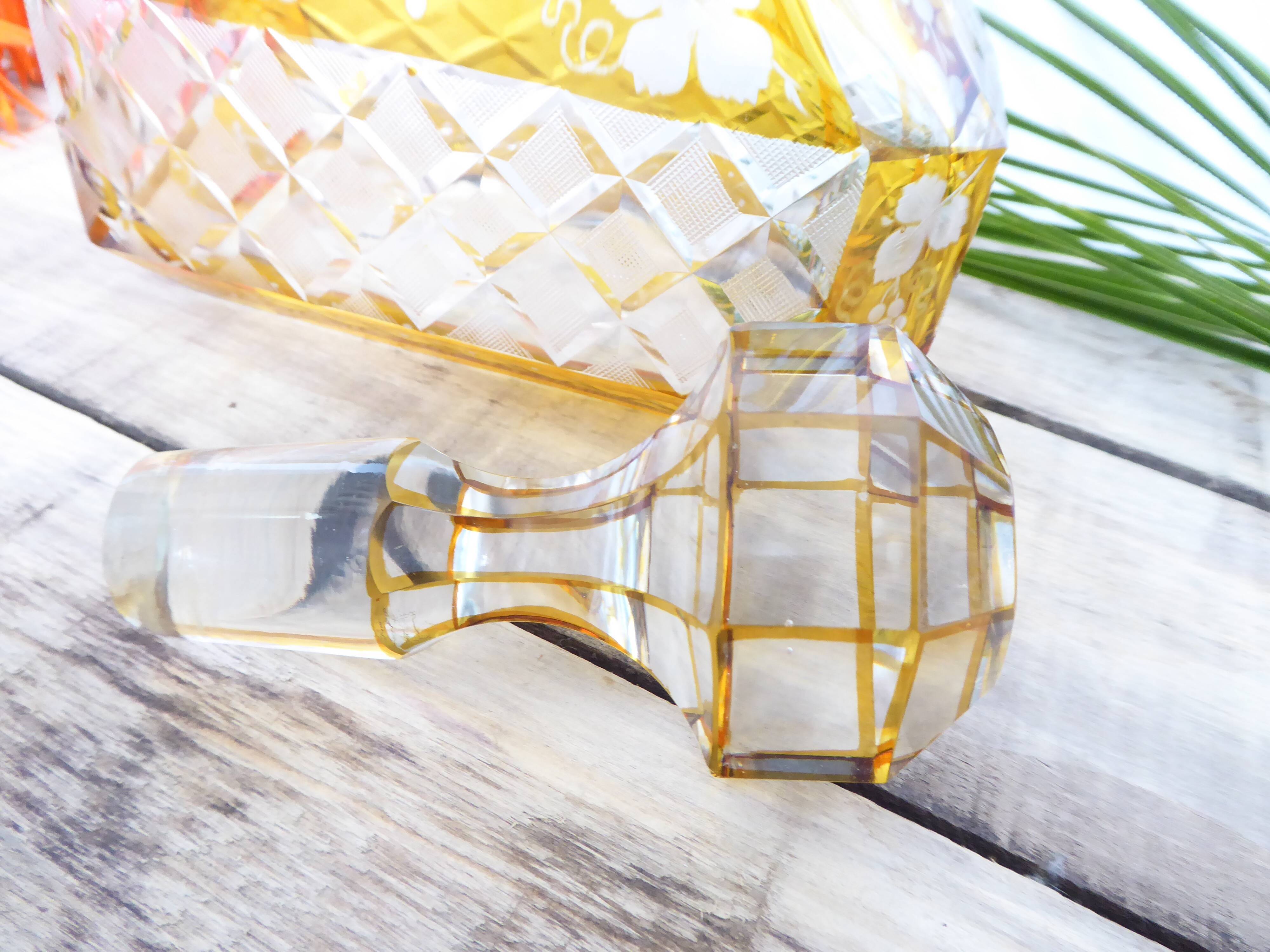 Engraved and cut crystal decanter
