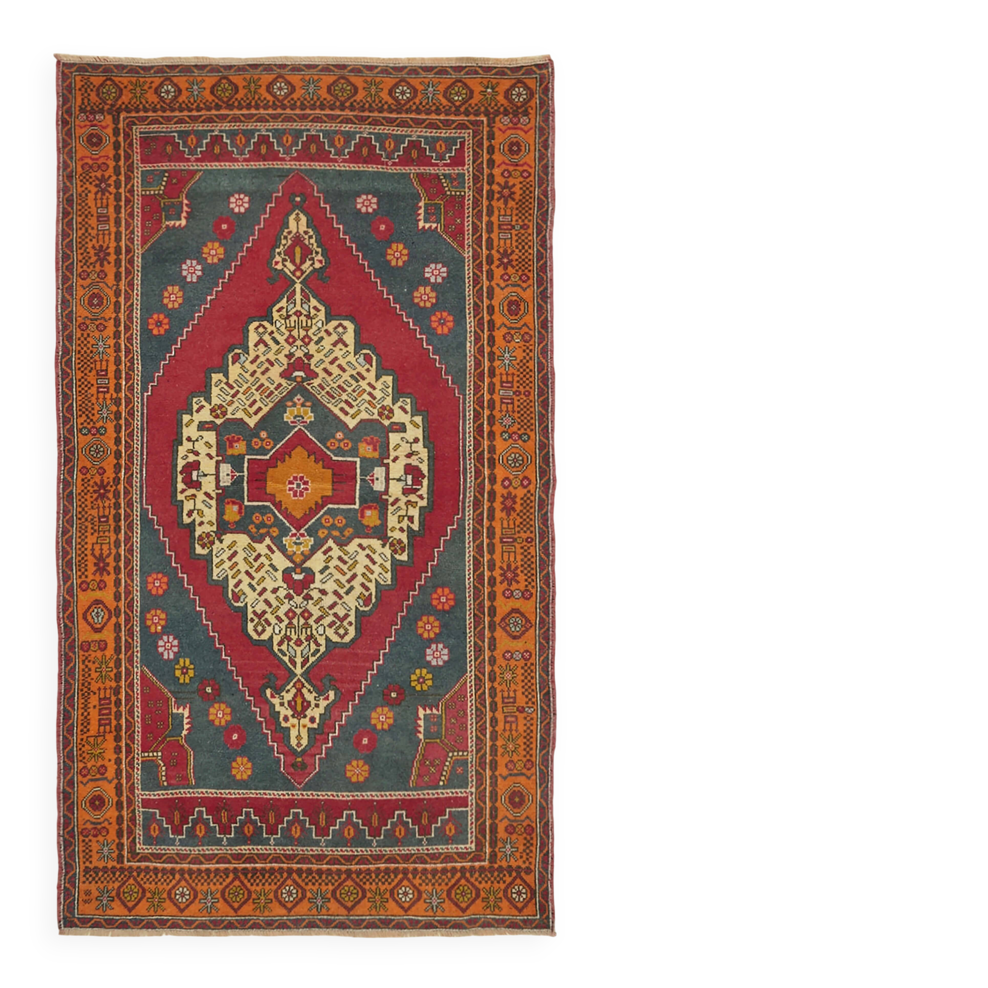Turkish Vintage Anatolian Rug 131 cm x 222 cm