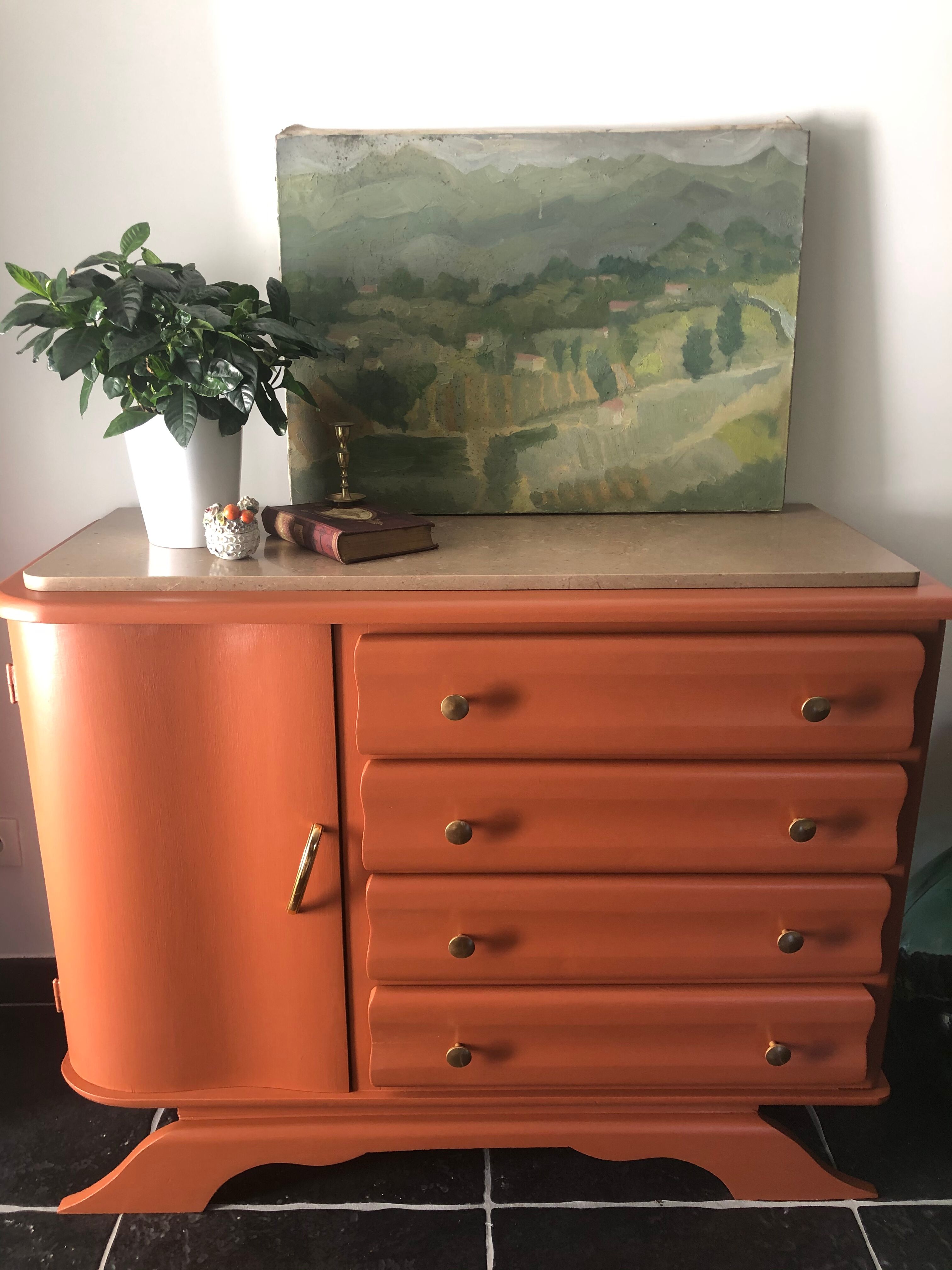 Terracotta vintage chest of drawers