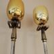Pair of milked art deco metal lampposts