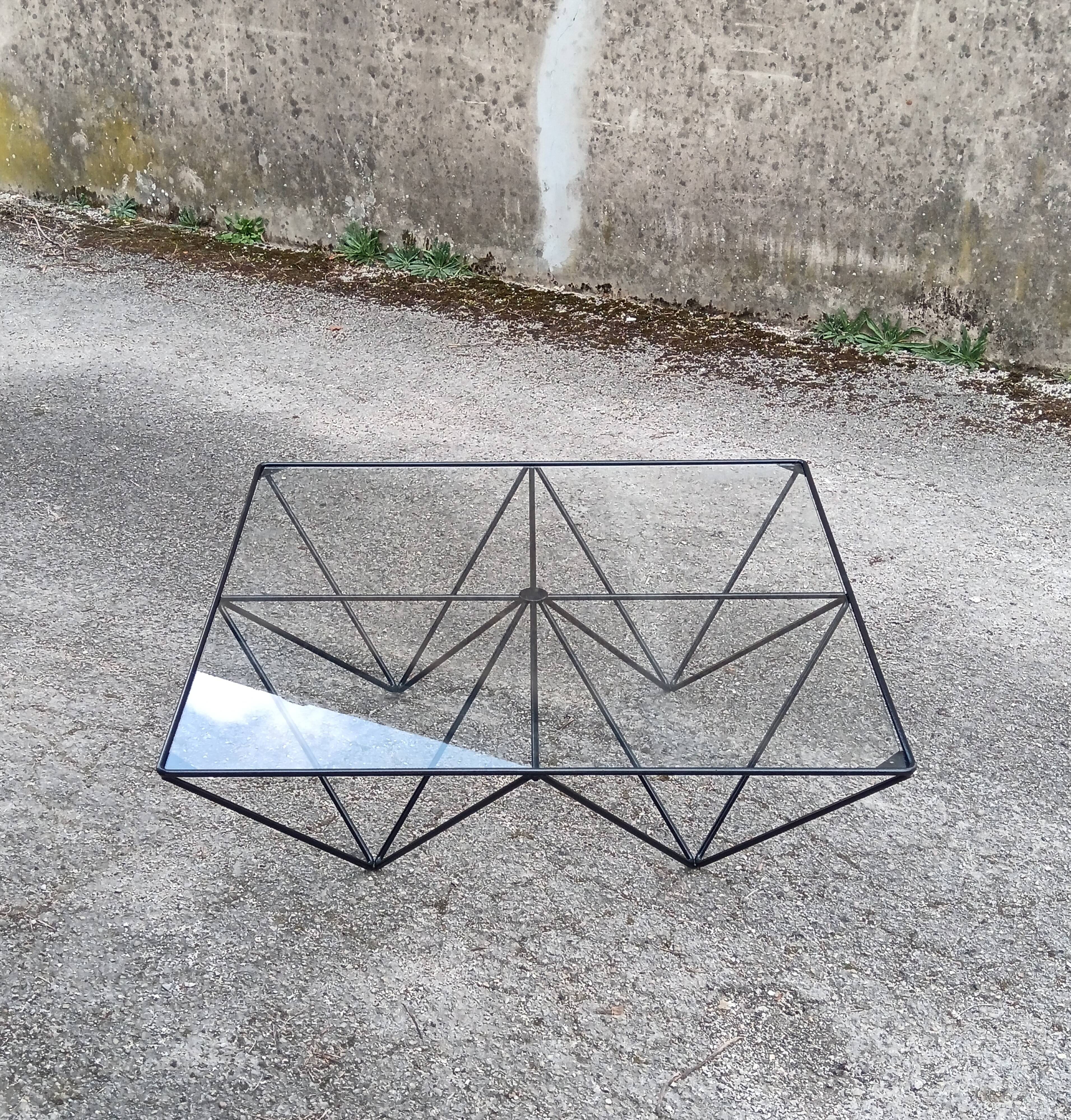 Metal and glass coffee table, 1980