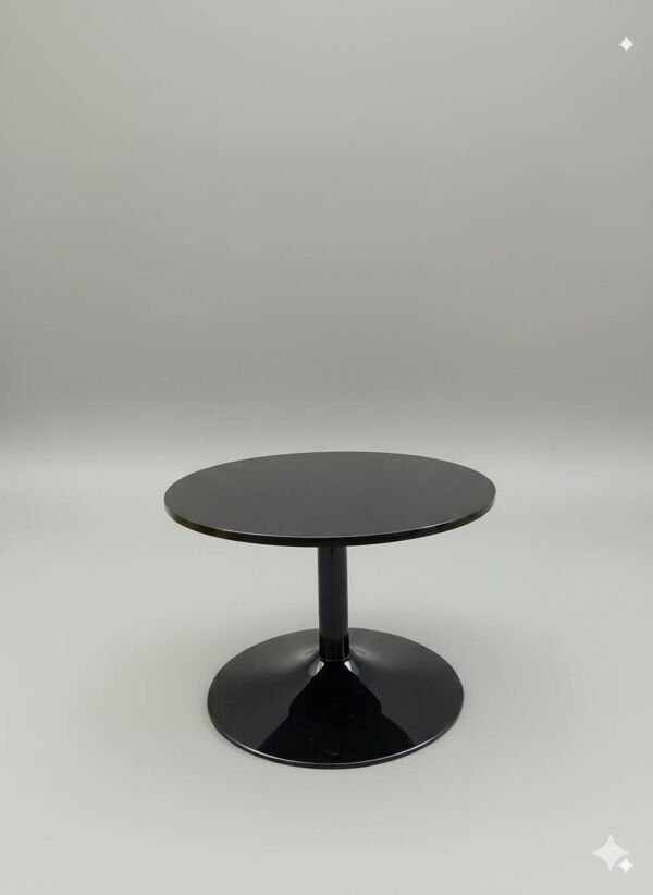 Table basse vintage pied tulipe en plastique laqué noir