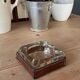 Empty pocket/ashtray in glass and leather