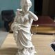 Biscuit Porcelain Flower Vase Statue Volkstedt Art Nouveau Lady, c. 1900