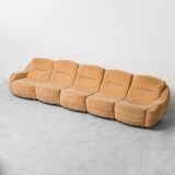 divano modulare 5 posti in tessuto marrone anni ’70 vintage modernariato