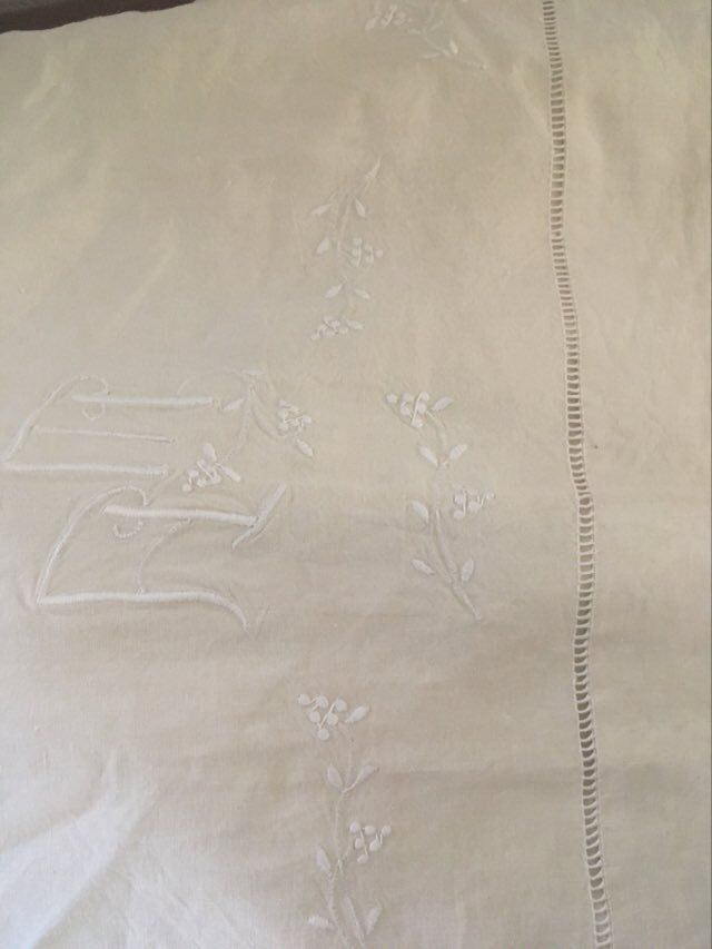 Old linen sheet monogrammed A M