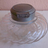 Old spiral glass inkwell with metal cabochon early XXth century
