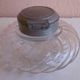 Old spiral glass inkwell with metal cabochon early XXth century