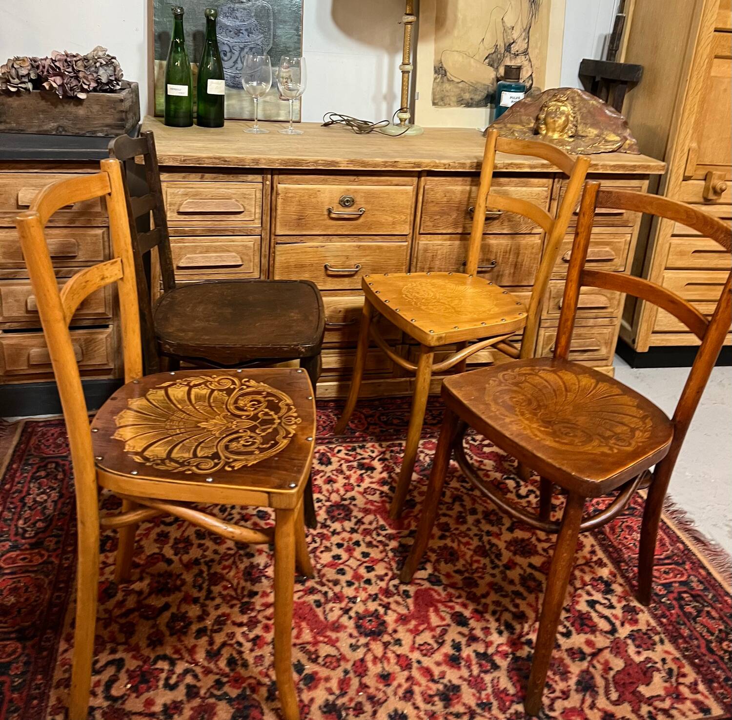 4 old bistro chairs