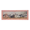 école Française début XXe : grande huile sur toile en fresque vers 1930 /scène animée de chatons