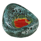 Lava and cyan foam enamel ashtray - Fat lava ceramic - 60s - 70s