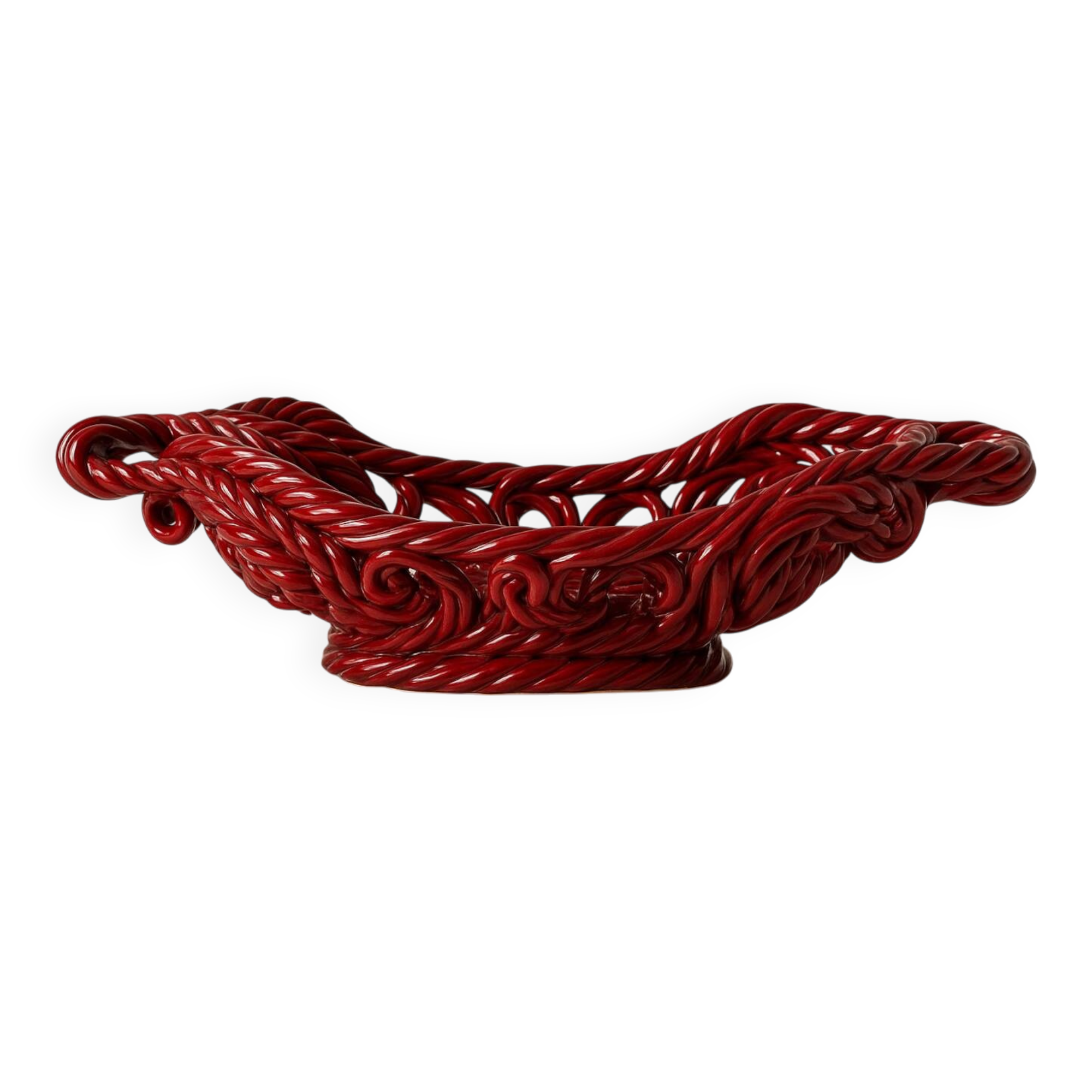 Large woven ceramic basket 60s