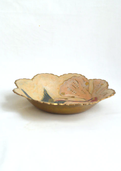 Brass hummingbird cup