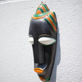 African polychrome faience mask from the Claude Tabet workshop, wall decoration, 50/60's