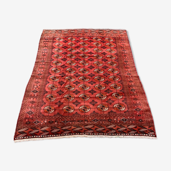 Antique turkmen tekke main carpet, 280x230 cm turkoman bokhara red black beige