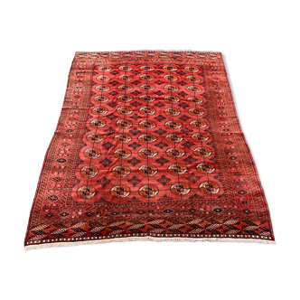 Antique turkmen tekke main carpet, 280x230 cm turkoman bokhara red black beige