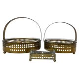 Secessionist brass baskets and toothpick holder by Hans Ofner/Josef Hoffmann