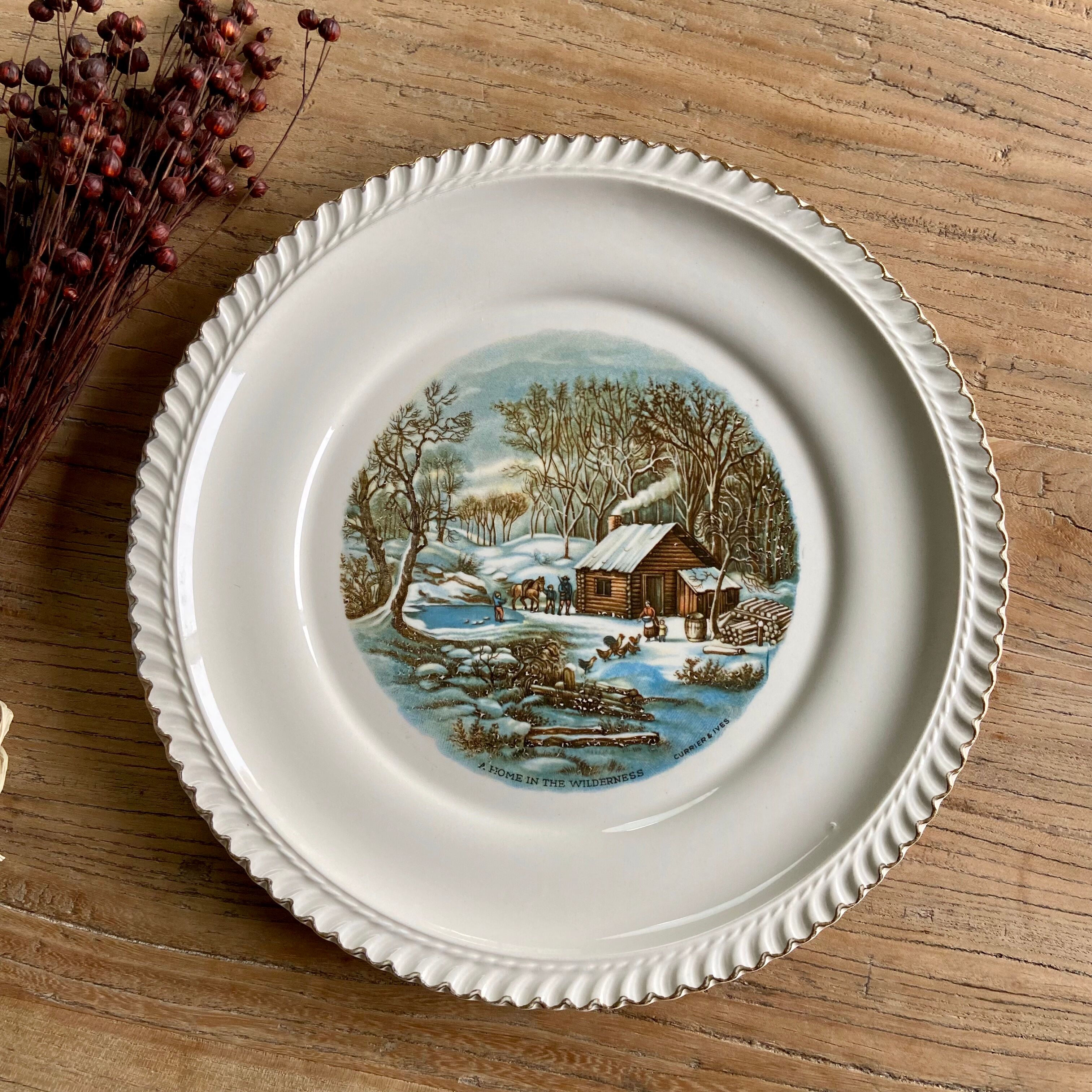 6 dessert plates and cake dish Harkerware USA