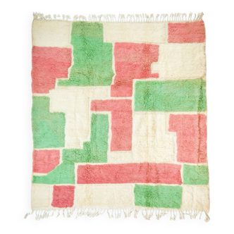 Tapis berbère marocain vert et rose