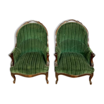 Pair of armchairs Napoleon III era in mahogany