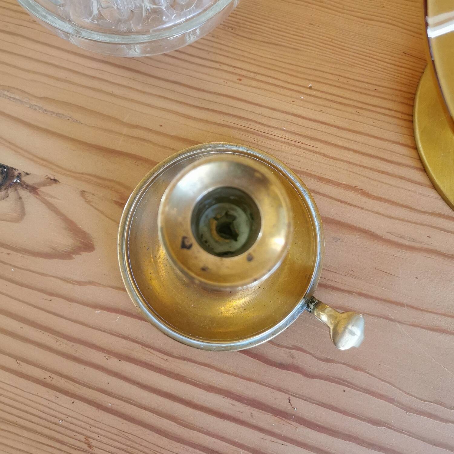 Vintage candle holder, brass cellar rat