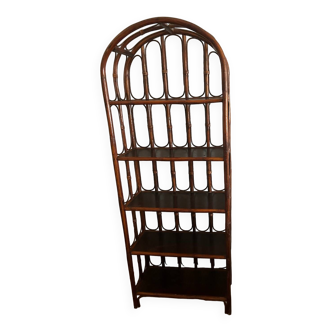 Brown vintage bamboo rattan shelf bookcase