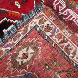 Vintage 1940s Persian Shiraz rug, tribal triple medallion, red field, 115cm x 156cm