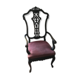 Fauteuil de style chippendale en bois patiné