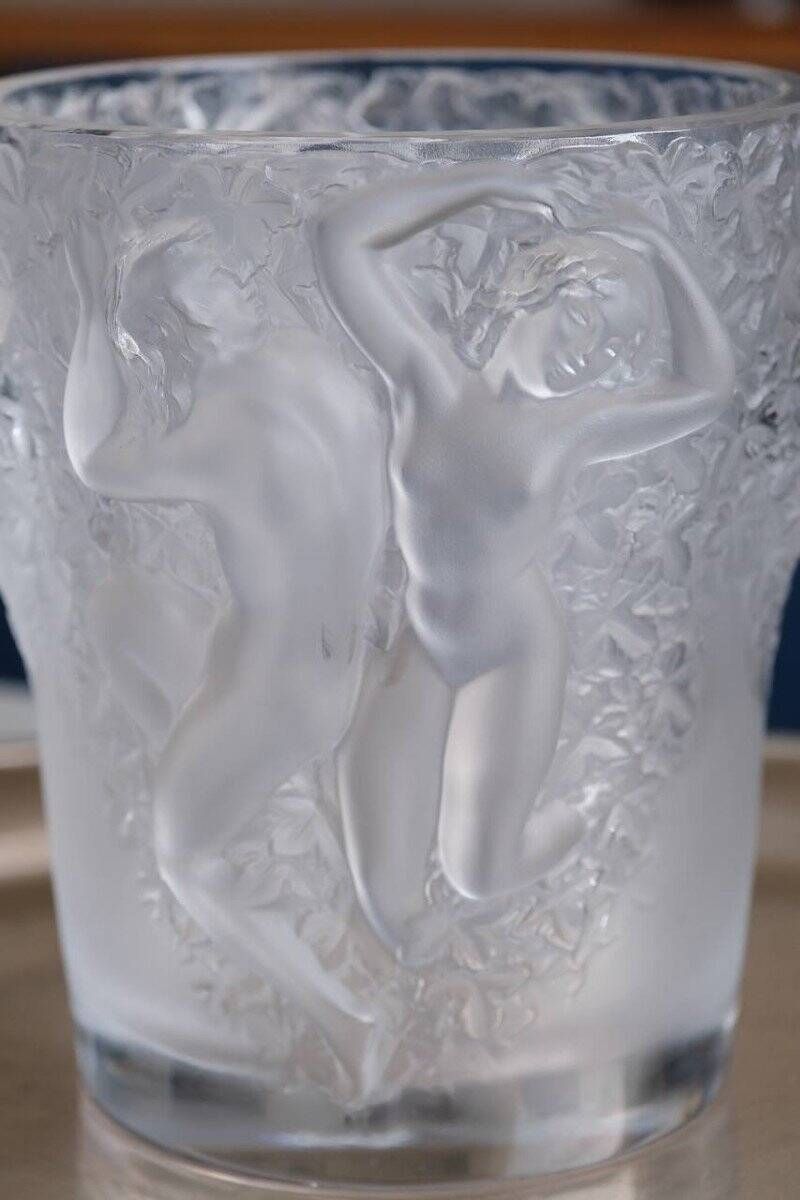 Champagne Bucket “Ganymede” Crystal Vase by Lalique, 20th Century