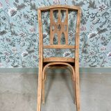 Art Nouveau chair in wood and canework