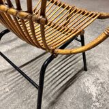 Set of 4 vintage 1950s/60s wicker rattan adult basket armchairs